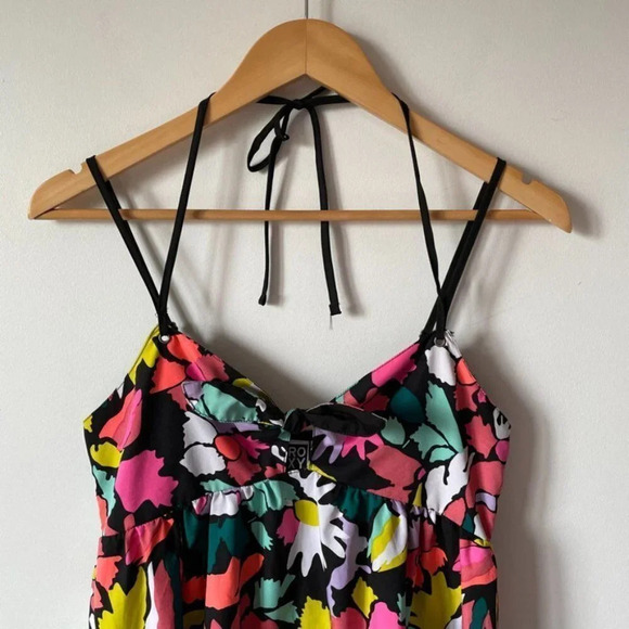 Roxy Colourful Floral V Neck Mini Dress Sz S - Picture 2 of 6